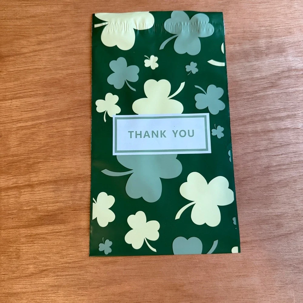 Green Shamrock Poly Mailer 6x9 NEW Thank You Bag‎ Shipping Pouch office business